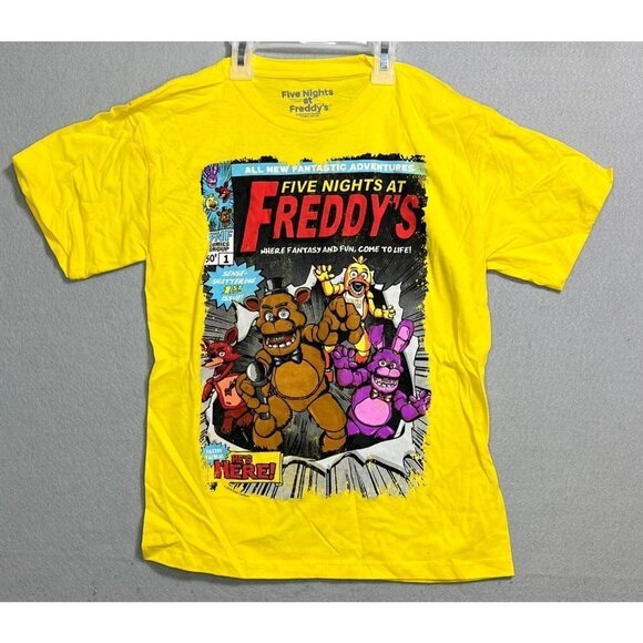 Five Nights at Freddy's Shirt Kids Medium Yellow Short Sleeve T-Shirt Boys Girls - Picture 1 of 7